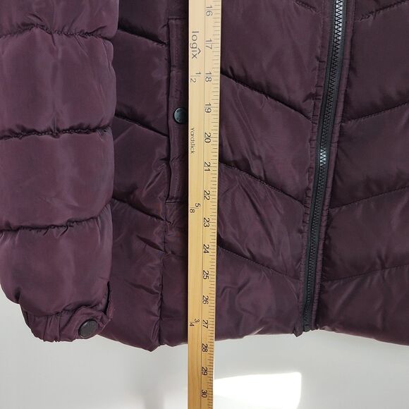 Madden NYC Puffer Coat Women's M Deep Purple Hooded Full-zip Logo - Picture 6 of 8